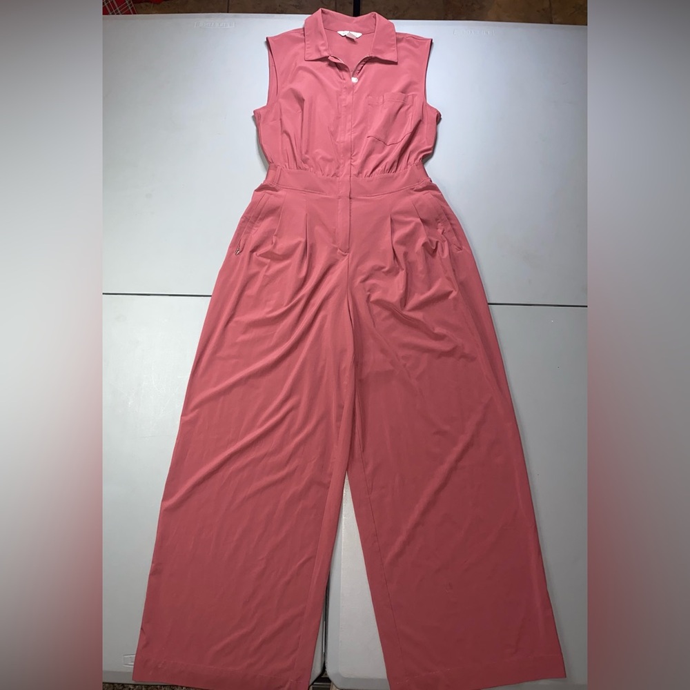ATHLETA Brooklyn Heights Wide Leg Jumpsuit Berry Rose Pink